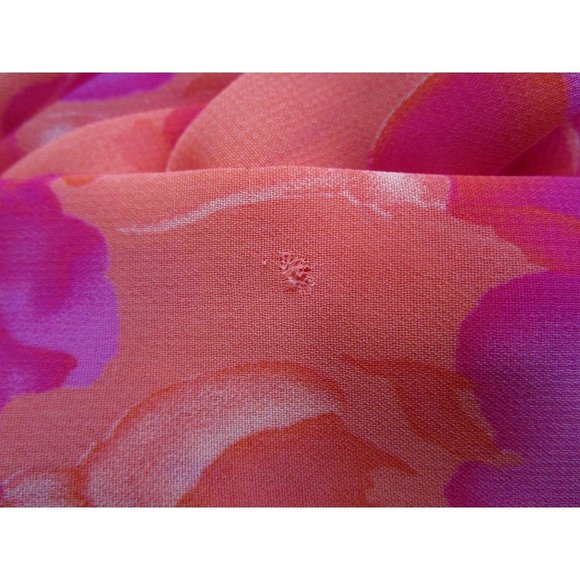 Natori Sheer Orange Purple Fuschia Scarf Print Lavender Lace Trim Robe Small - Picture 9 of 9